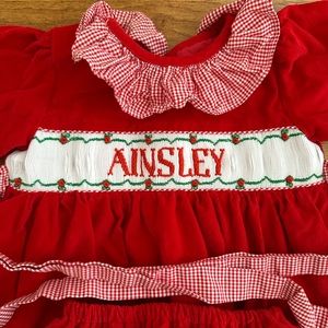 “Ainsley” Monogrammed Cecil & Lou Diaper Set Valentine’s Christmas: 18 Months